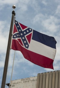 The Mississippi state flag flies among at the Civic Center's Plaza of the Flags in Santa Ana last month. FILE: ED CRISOSTOMO, STAFF PHOTOGRAPHER